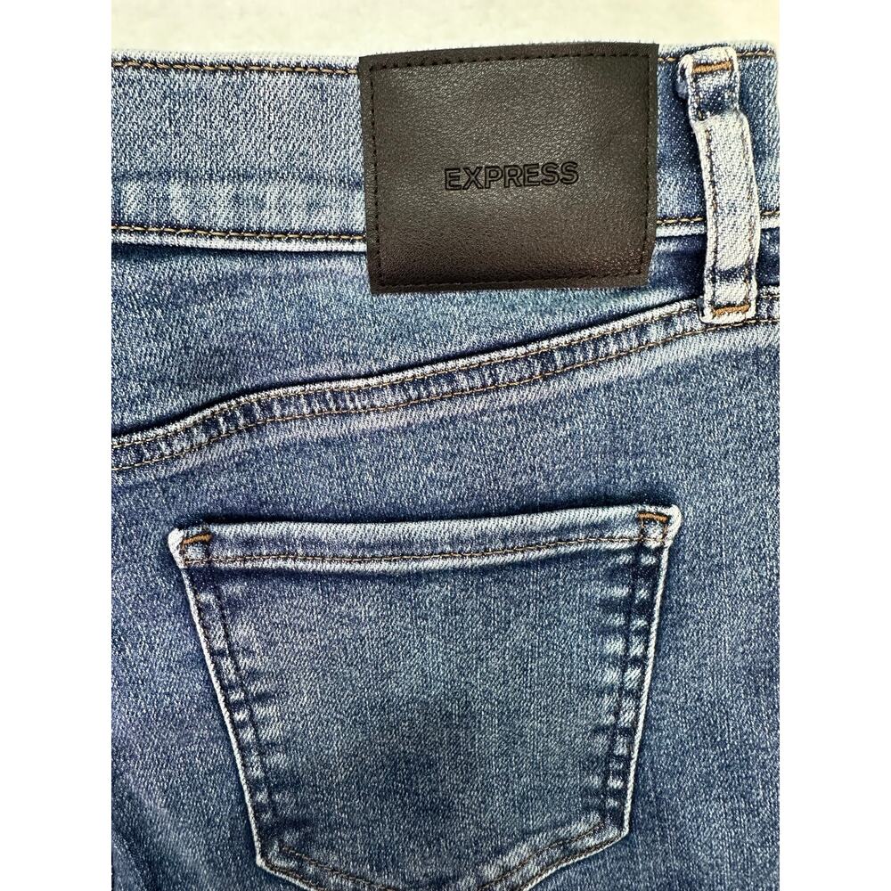 Express 70s Flare Mid Rise Jeans Blue Wash Stretch Denim Size 4R - Picture 5 of 15